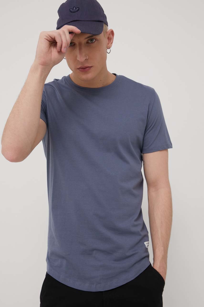 

Памучна тениска Jack & Jones с изчистен дизайн, Син
