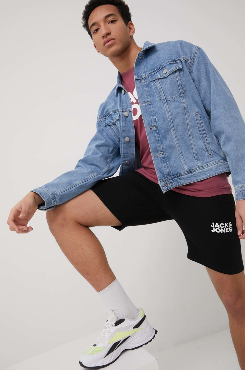 

Хлопковая футболка Jack & Jones цвет розовый с принтом