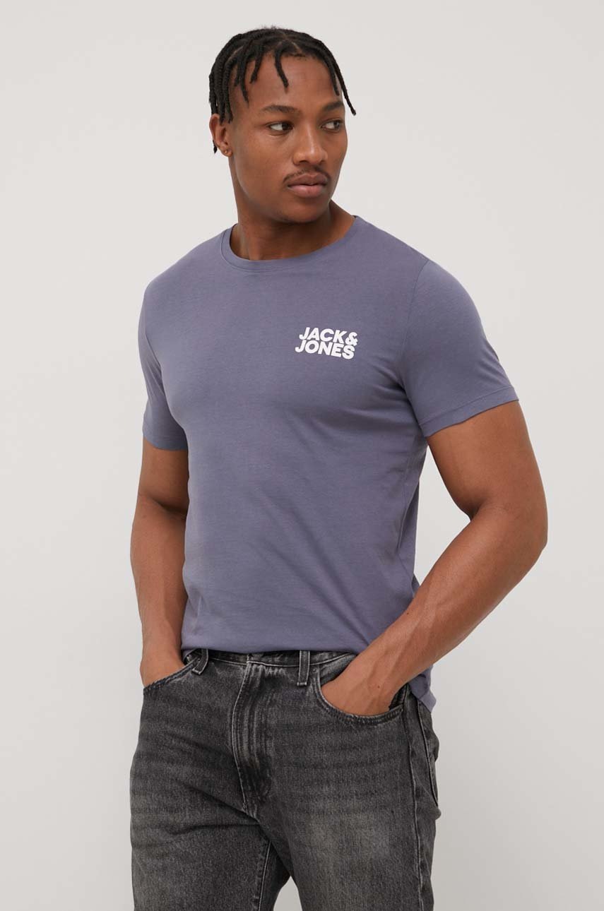 

Памучна тениска Jack & Jones с принт, Син