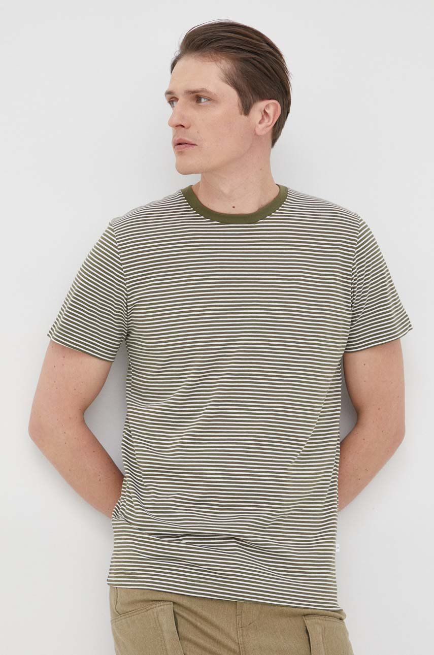 Selected Homme t-shirt bawełniany kolor zielony wzorzysty