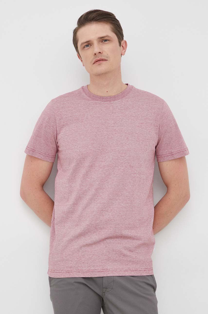 Selected Homme t-shirt bawełniany kolor czerwony wzorzysty