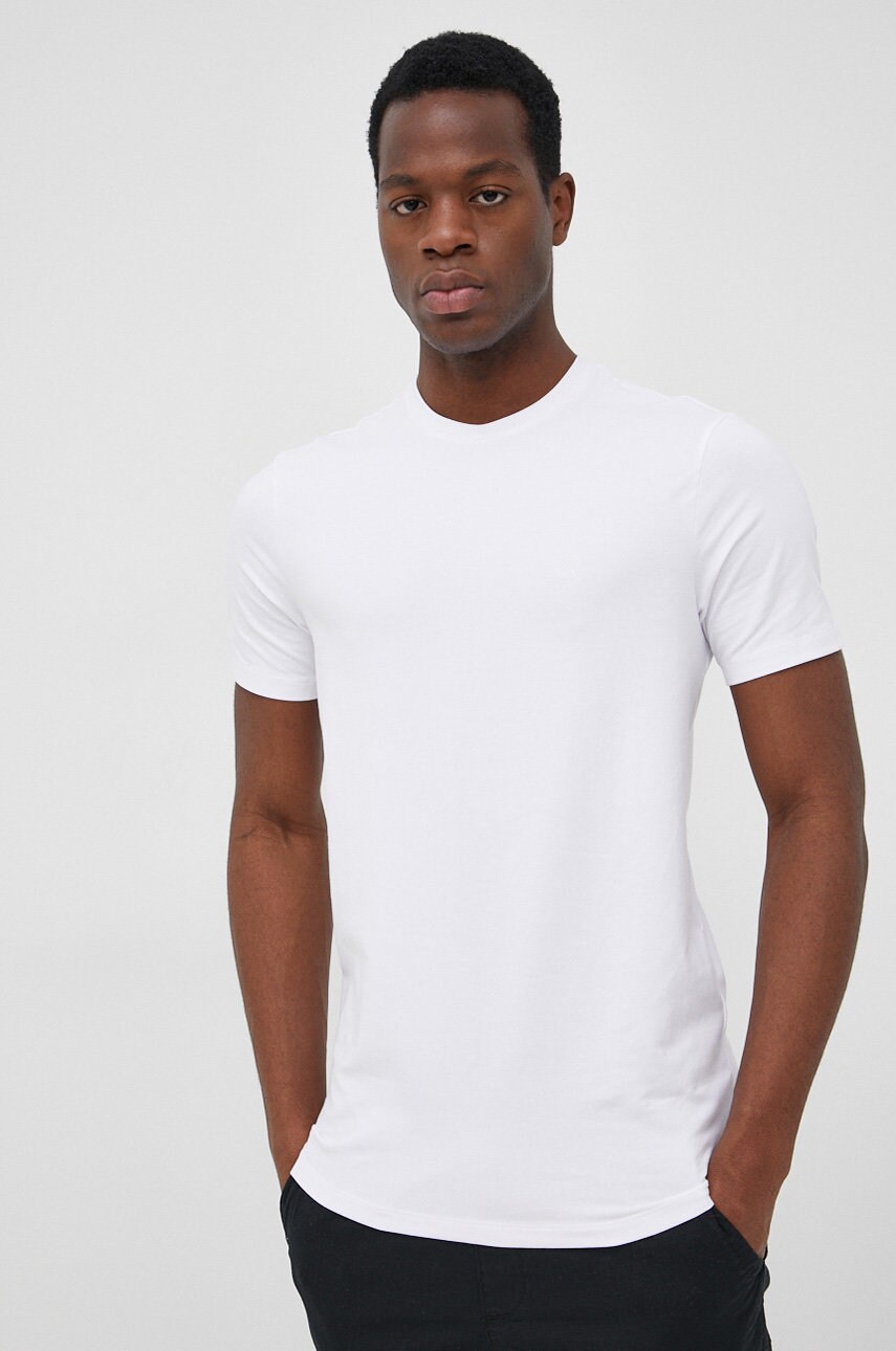 Armani Exchange tricou din bumbac culoarea alb, neted