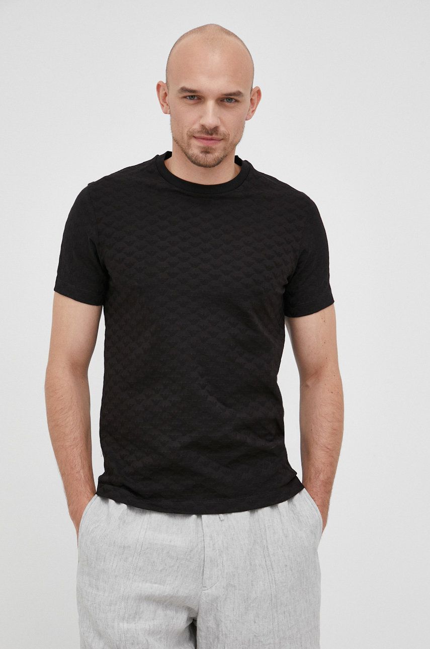

Хлопковая футболка Emporio Armani цвет чёрный узорный