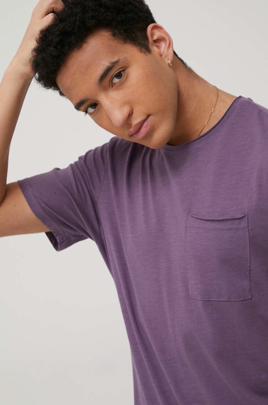 Only & sons tricou din bumbac culoarea violet, neted