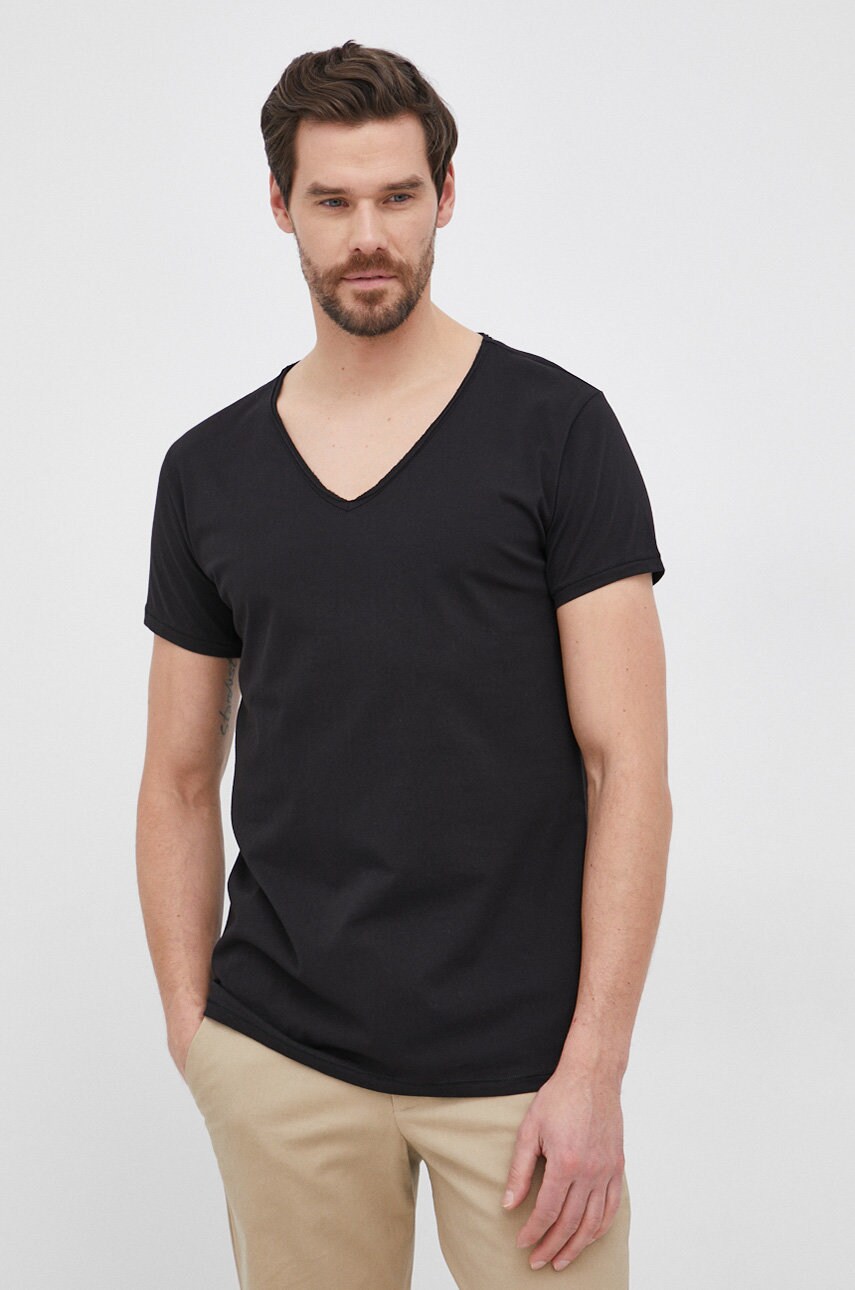 Young poets society tricou din bumbac malik culoarea negru, material neted