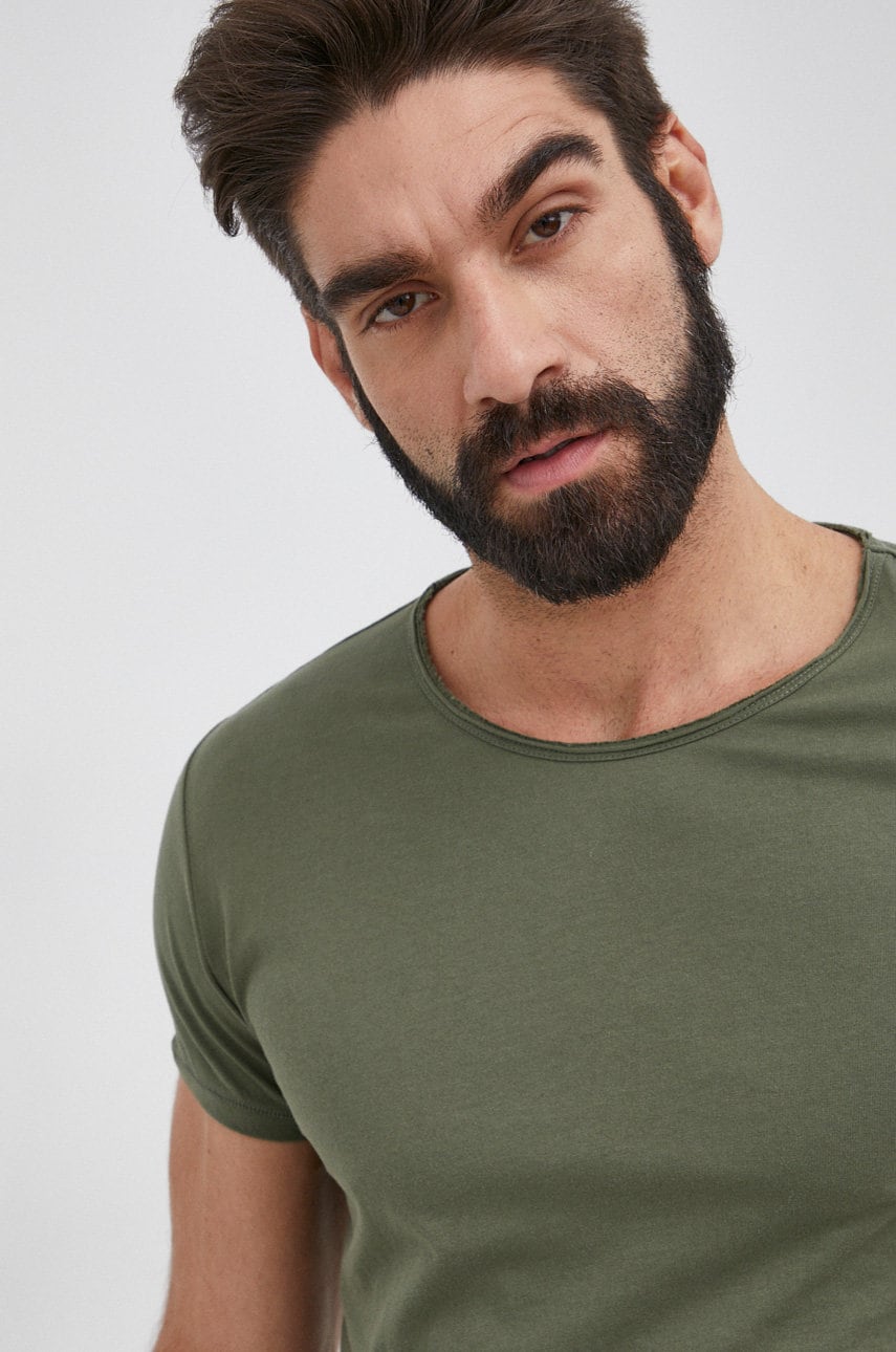Young poets society tricou din bumbac wren culoarea verde, material neted