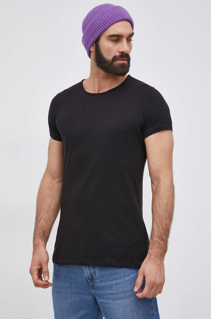 Young poets society tricou din bumbac wren culoarea negru, material neted