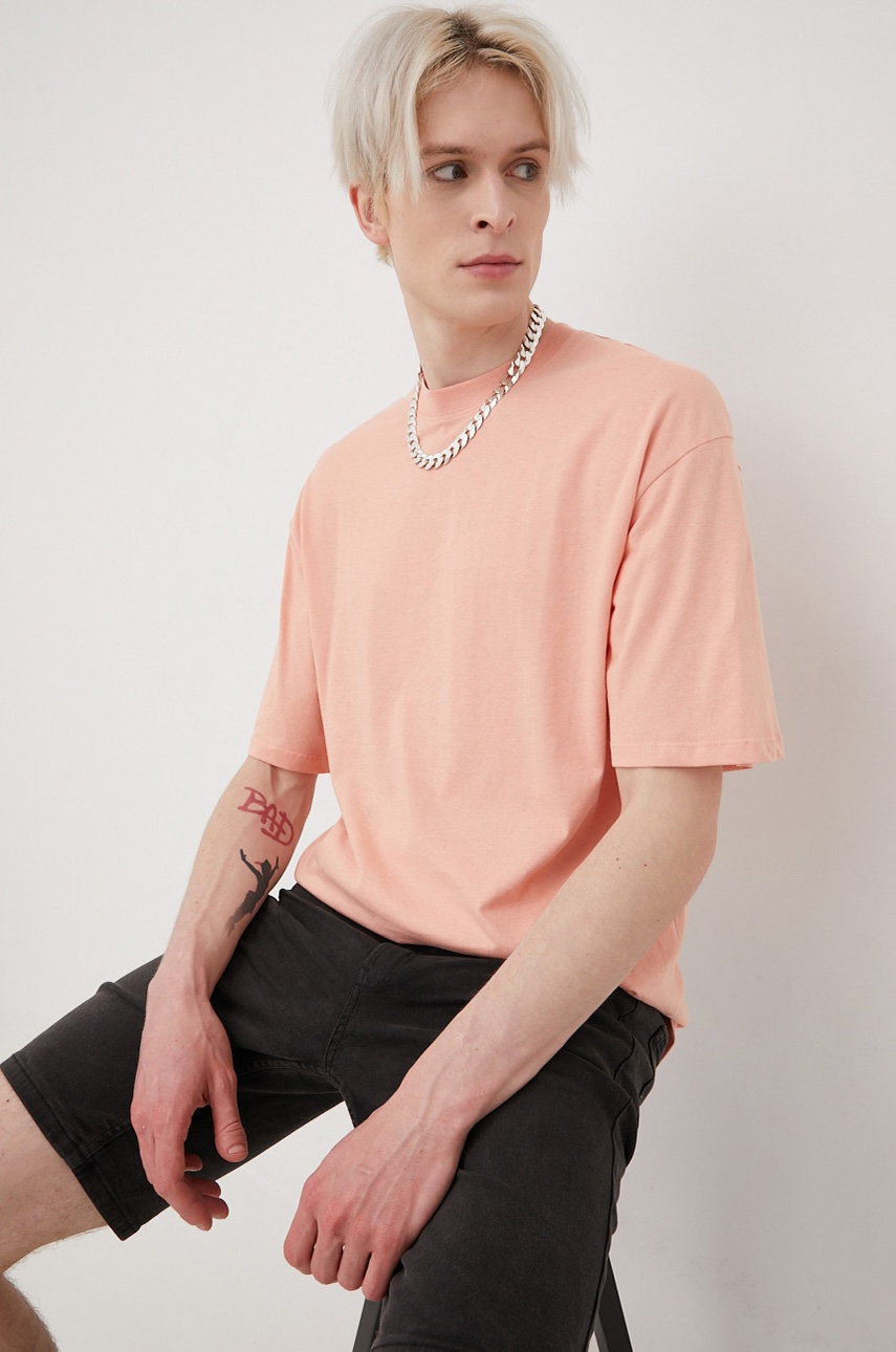 

Бавовняна футболка Jack & Jones колір рожевий однотонний