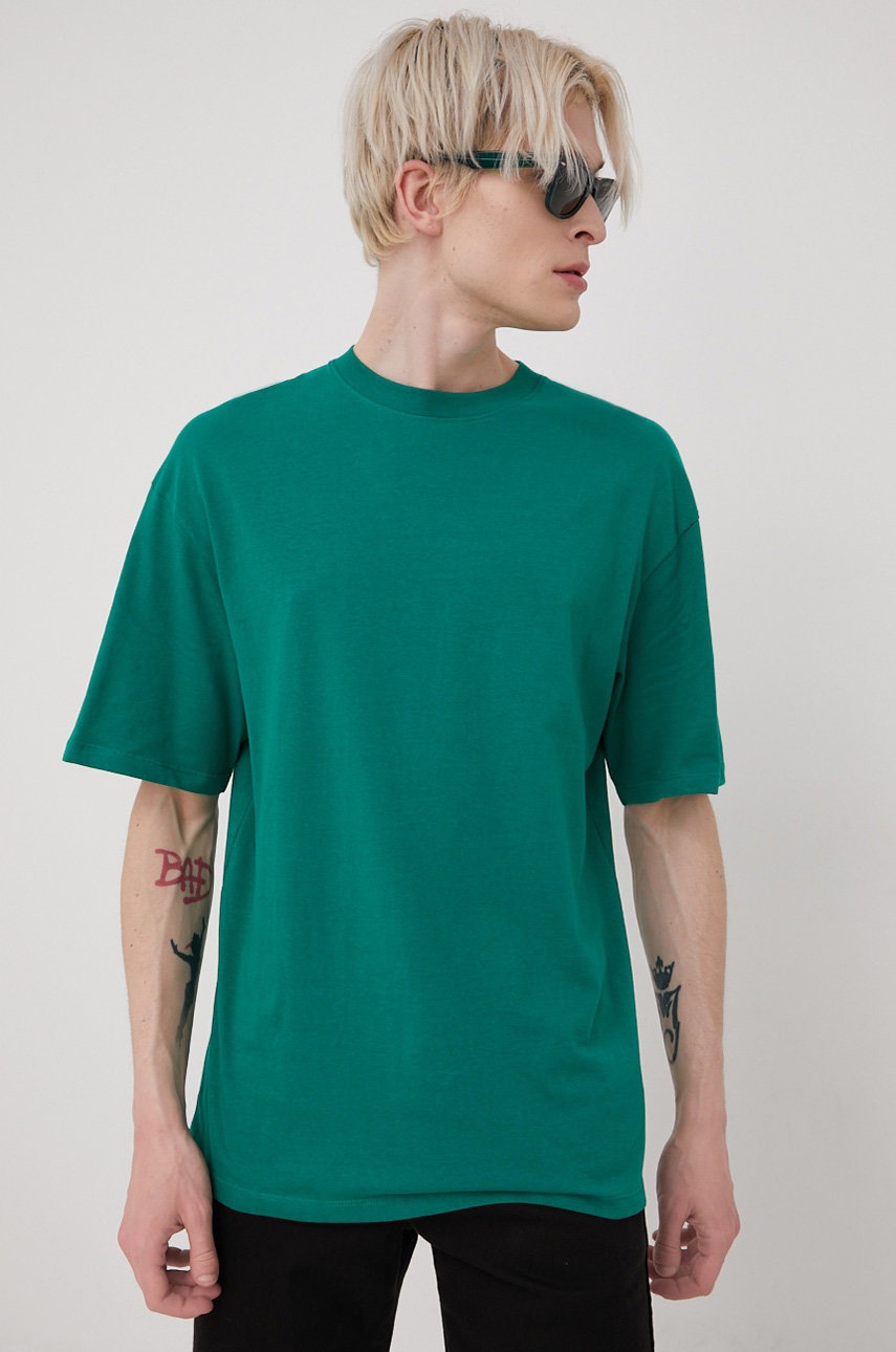 

Памучна тениска Jack & Jones в зелено с изчистен дизайн, Зелен