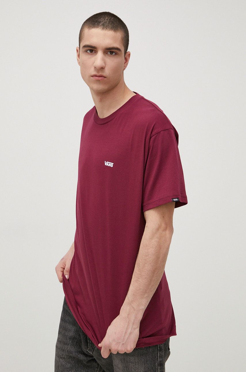 Bavlněné tričko Vans fialová barva, hladký - fialová -  100% Bavlna