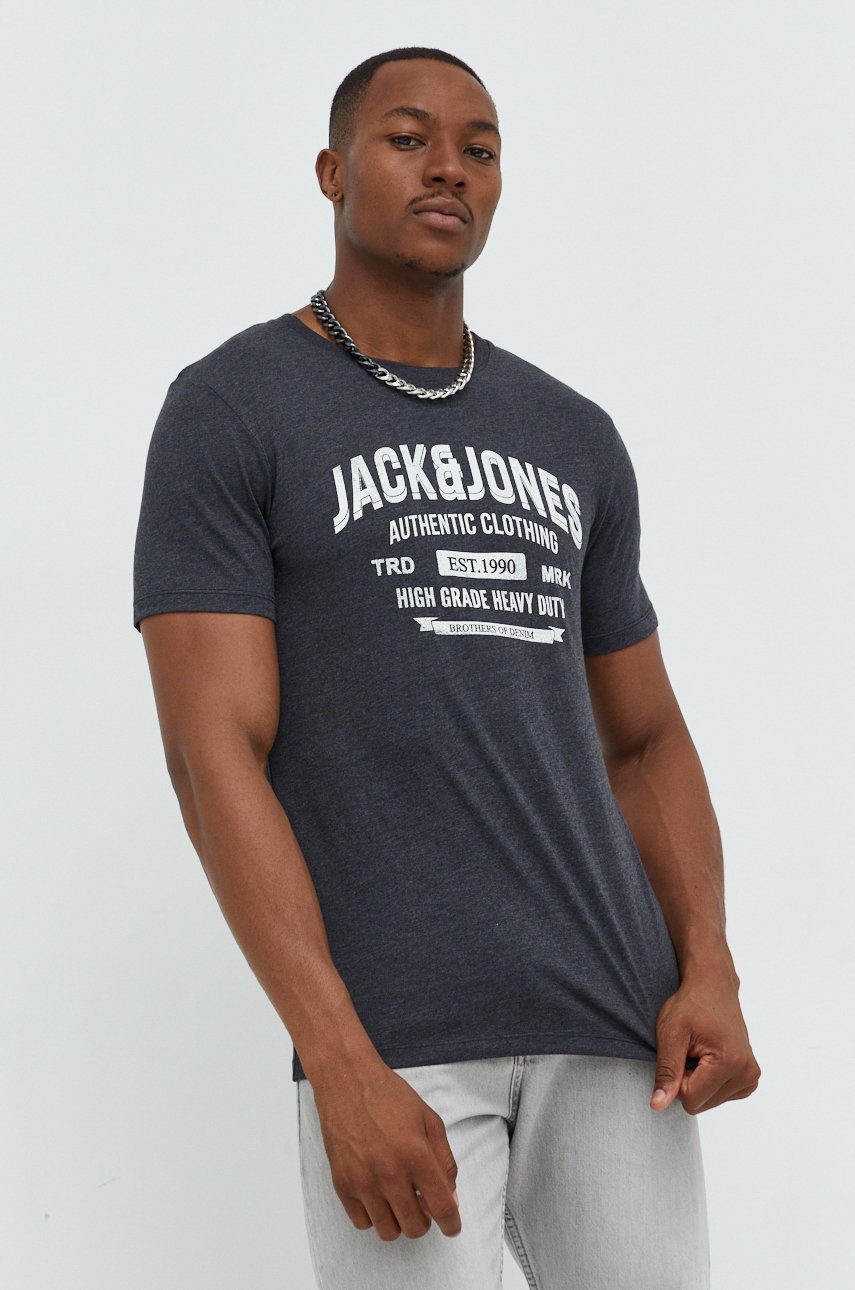 

Тениска Jack & Jones в сиво меланж на, Сив