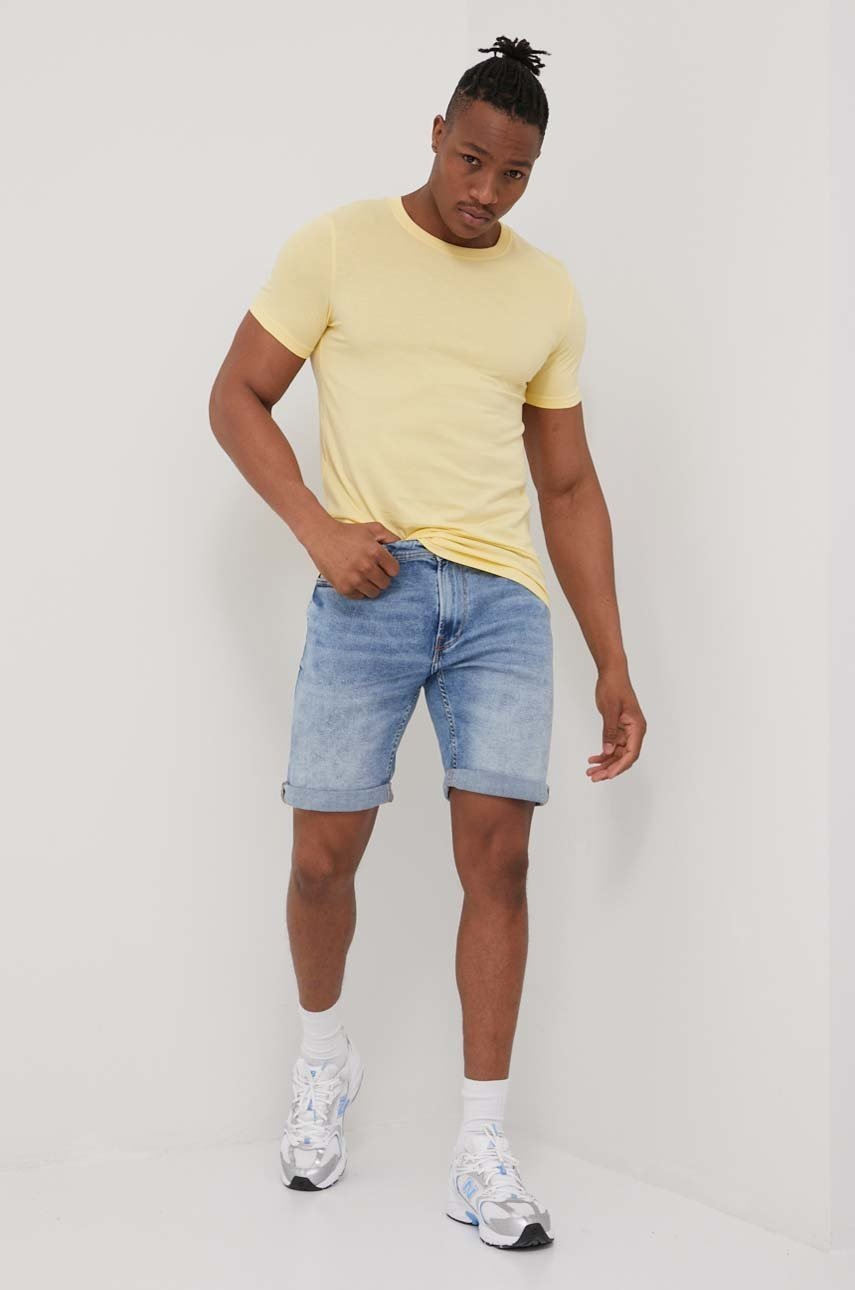 

Хлопковая футболка Jack & Jones цвет жёлтый однотонный