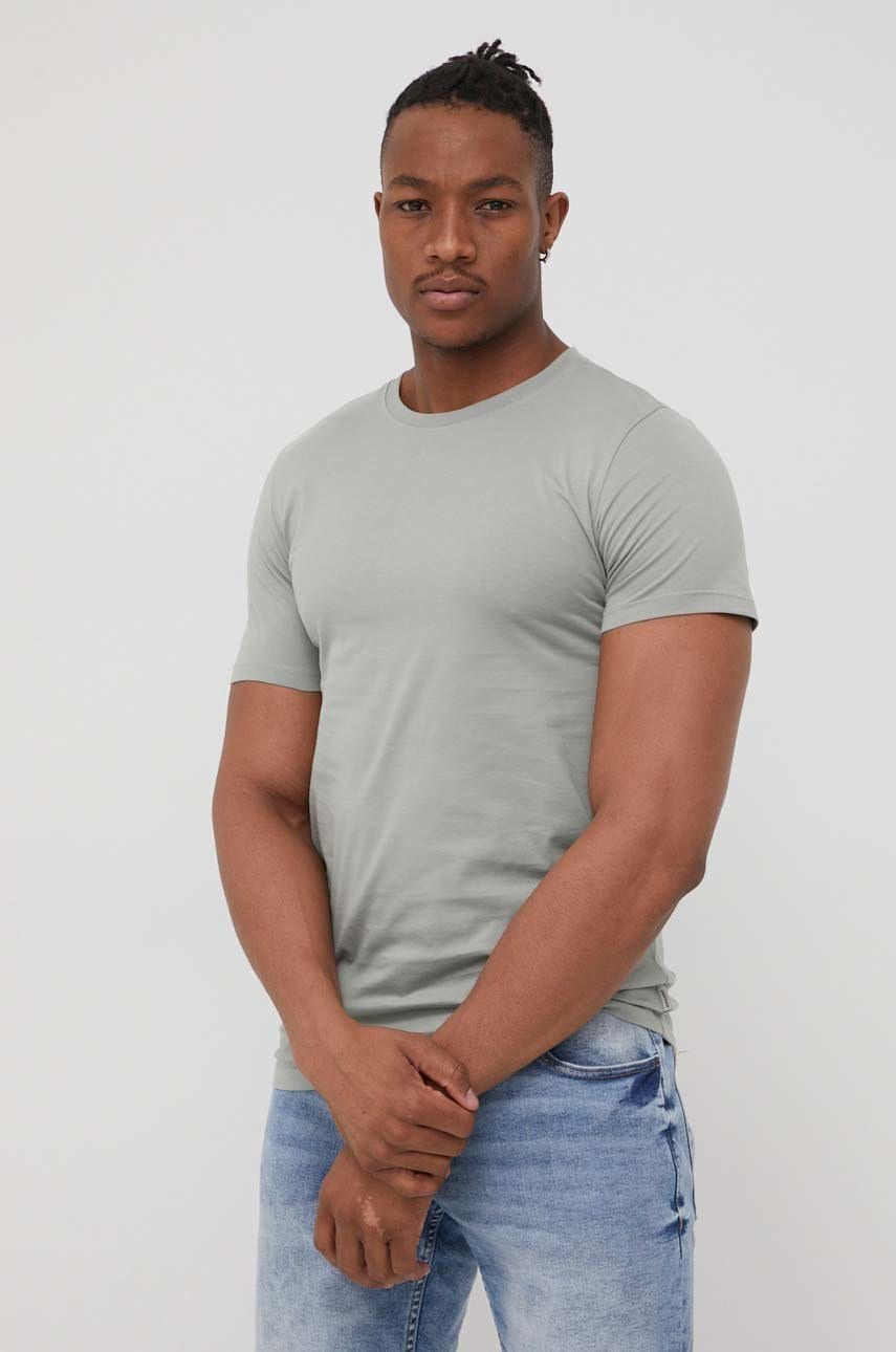 Jack & jones tricou din bumbac culoarea verde, neted