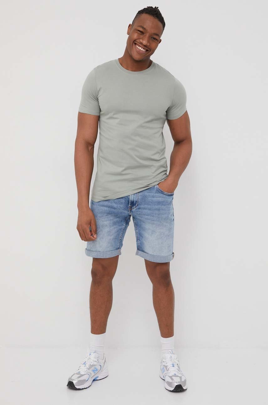 

Хлопковая футболка Jack & Jones цвет зелёный однотонный