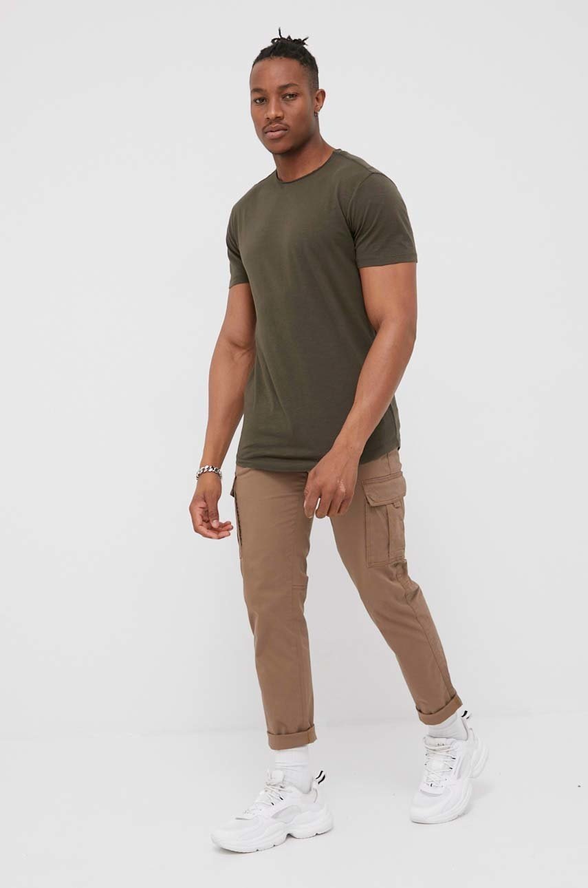 

Памучна тениска Jack & Jones в зелено с изчистен дизайн, Зелен