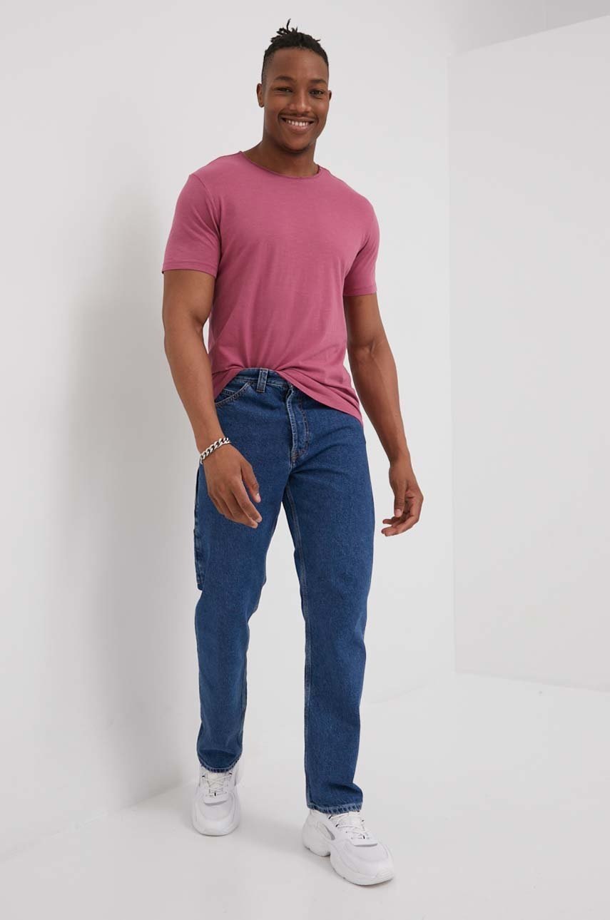 

Памучна тениска Jack & Jones в розово с изчистен дизайн, Розов