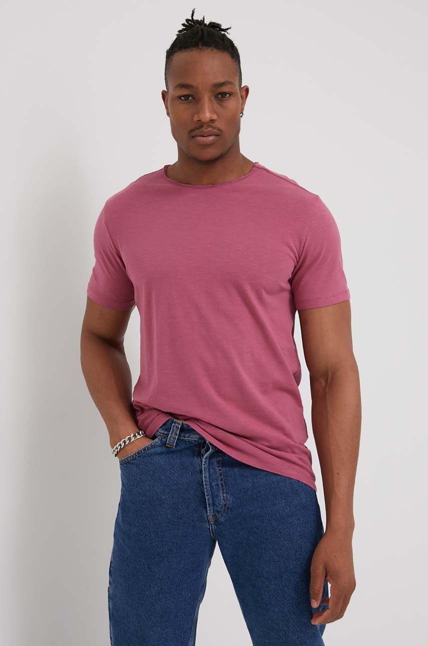 

Хлопковая футболка Jack & Jones цвет розовый однотонный