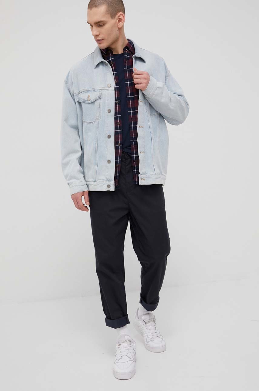 

Хлопковая футболка Jack & Jones цвет синий однотонный