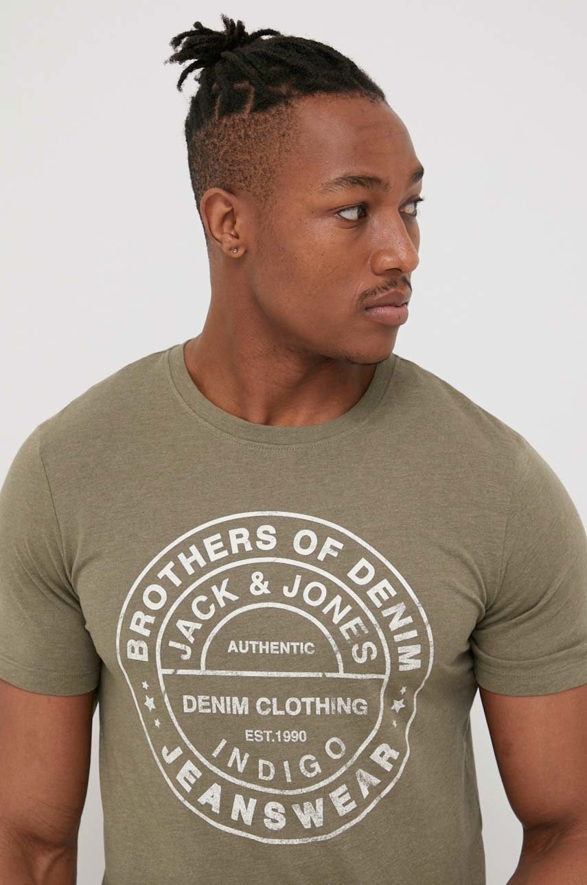 

Тениска Jack & Jones мъжки в зелено с принт, Зелен