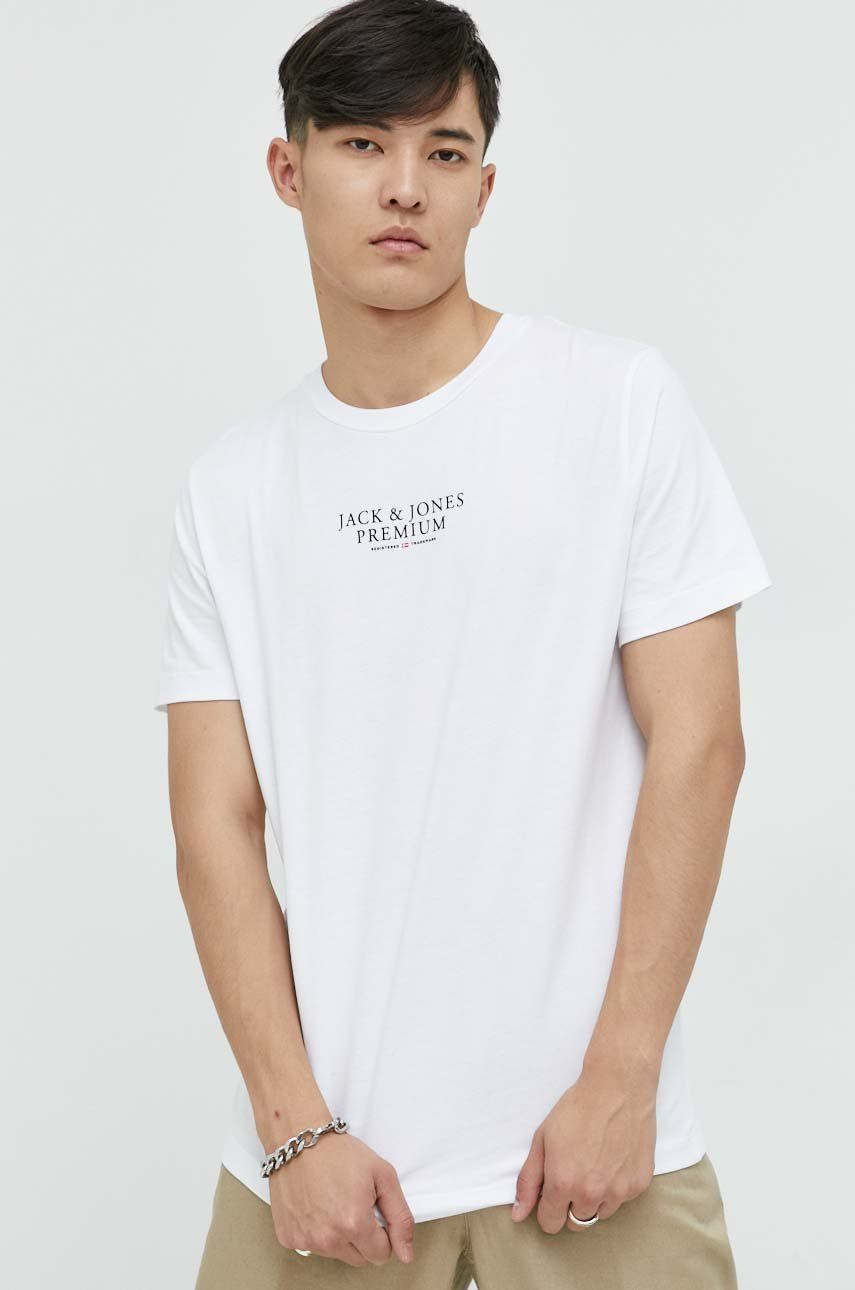 Premium by Jack&Jones t-shirt bawełniany Archie kolor biały z nadrukiem