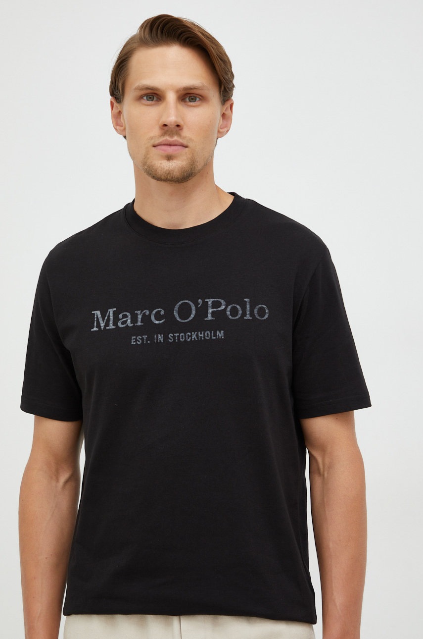 

Хлопковая футболка Marc O'Polo цвет чёрный с принтом