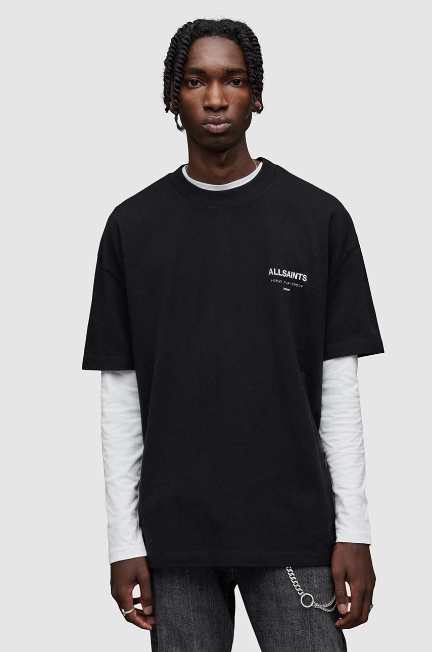 AllSaints tricou din bumbac culoarea negru, cu imprimeu AllSaints imagine noua