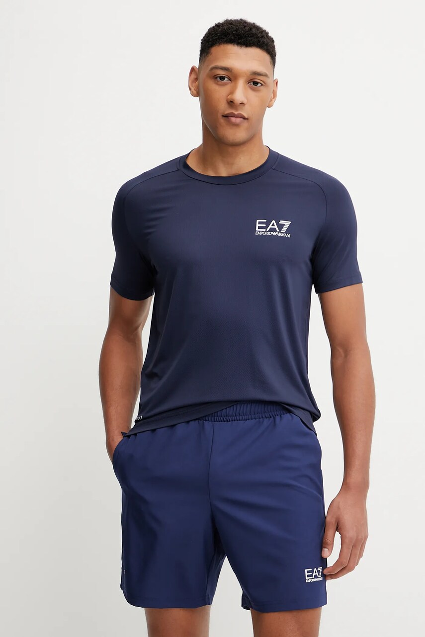 EA7 Emporio Armani tricou barbati, culoarea negru, neted