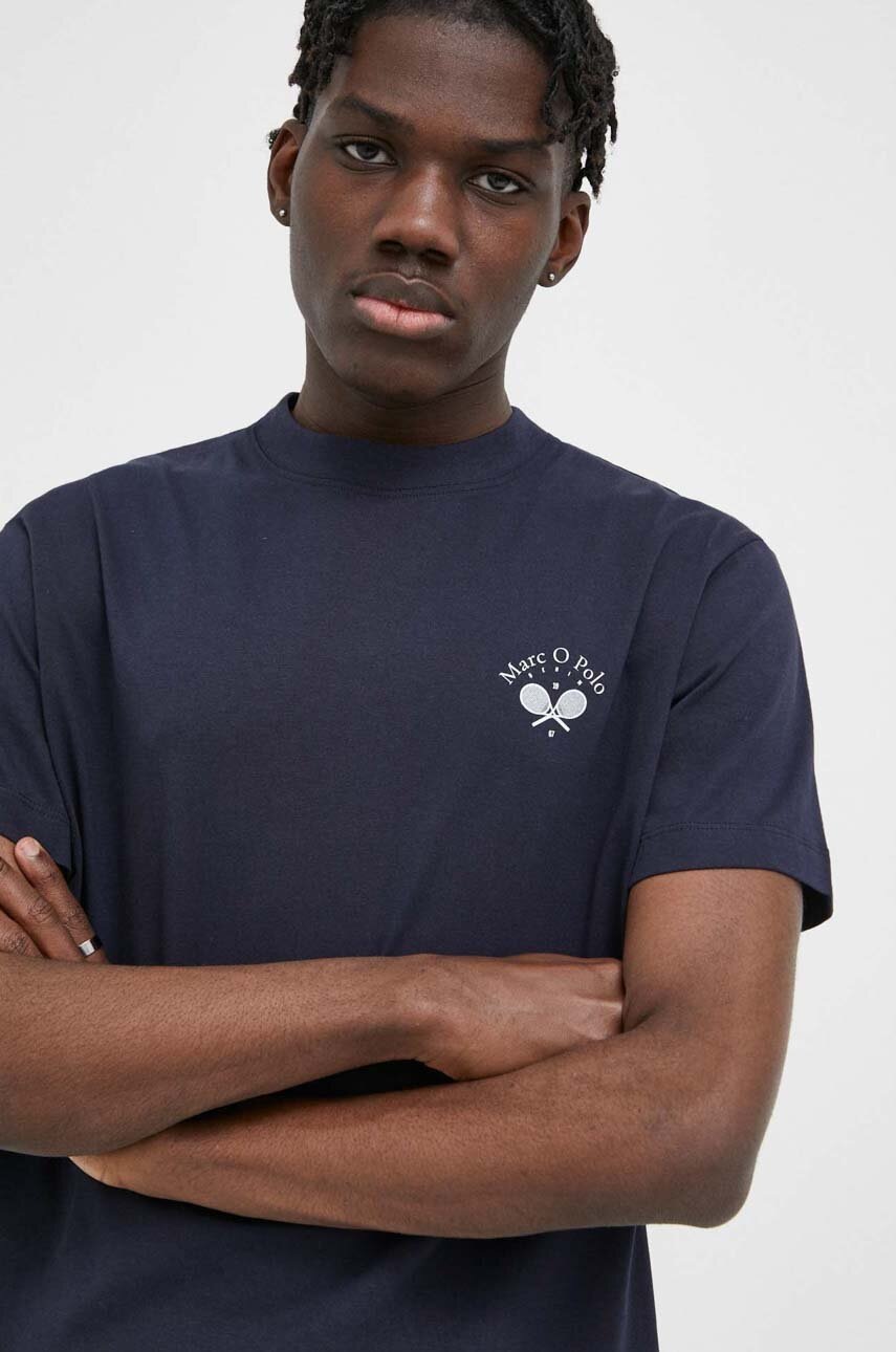 

Памучна тениска Marc O'Polo DENIM в тъмносиньо с принт, Тъмносин