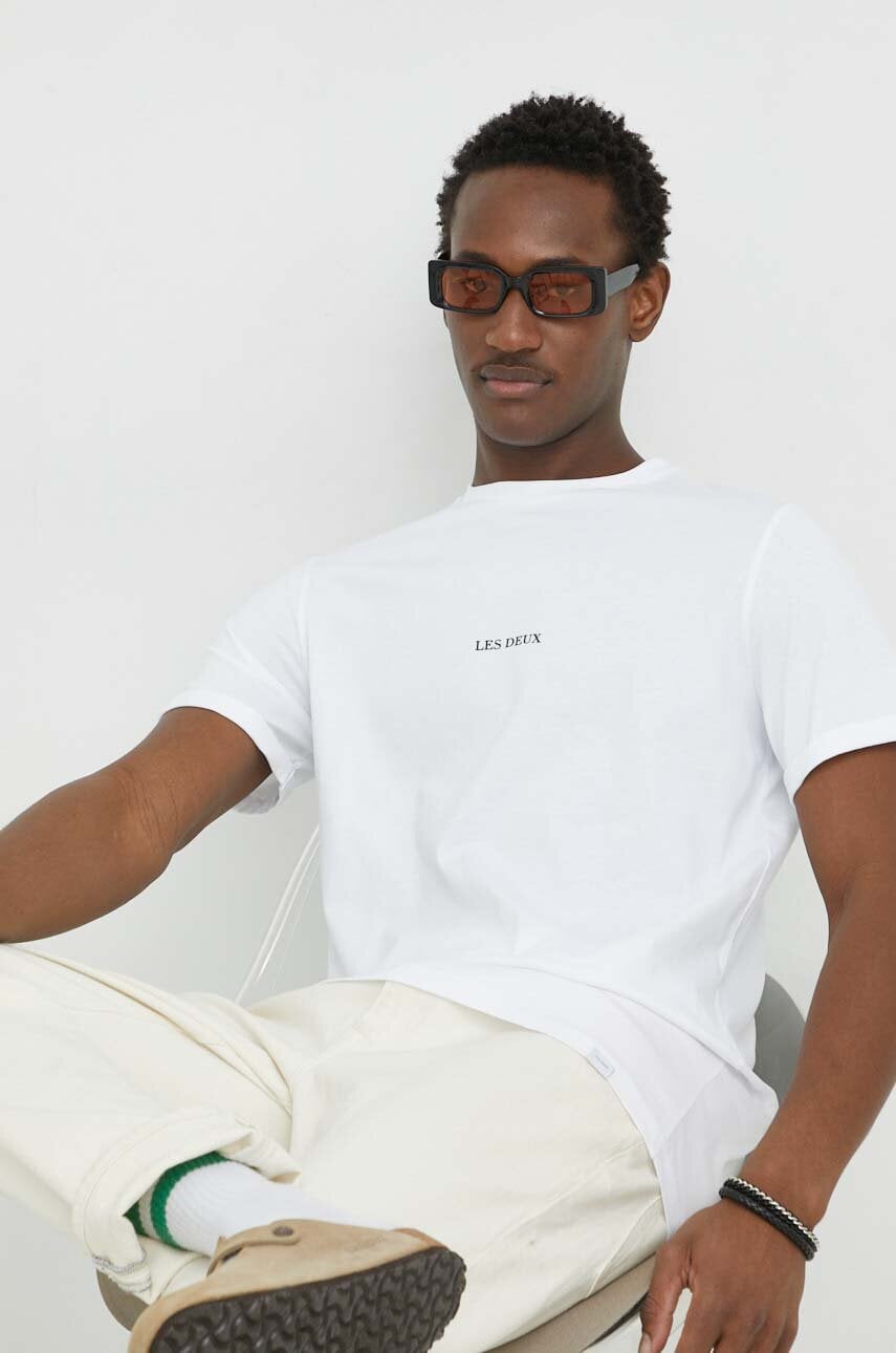 Les Deux tricou din bumbac culoarea alb, cu imprimeu Les Deux tricou din bumbac culoarea alb, cu imprimeu