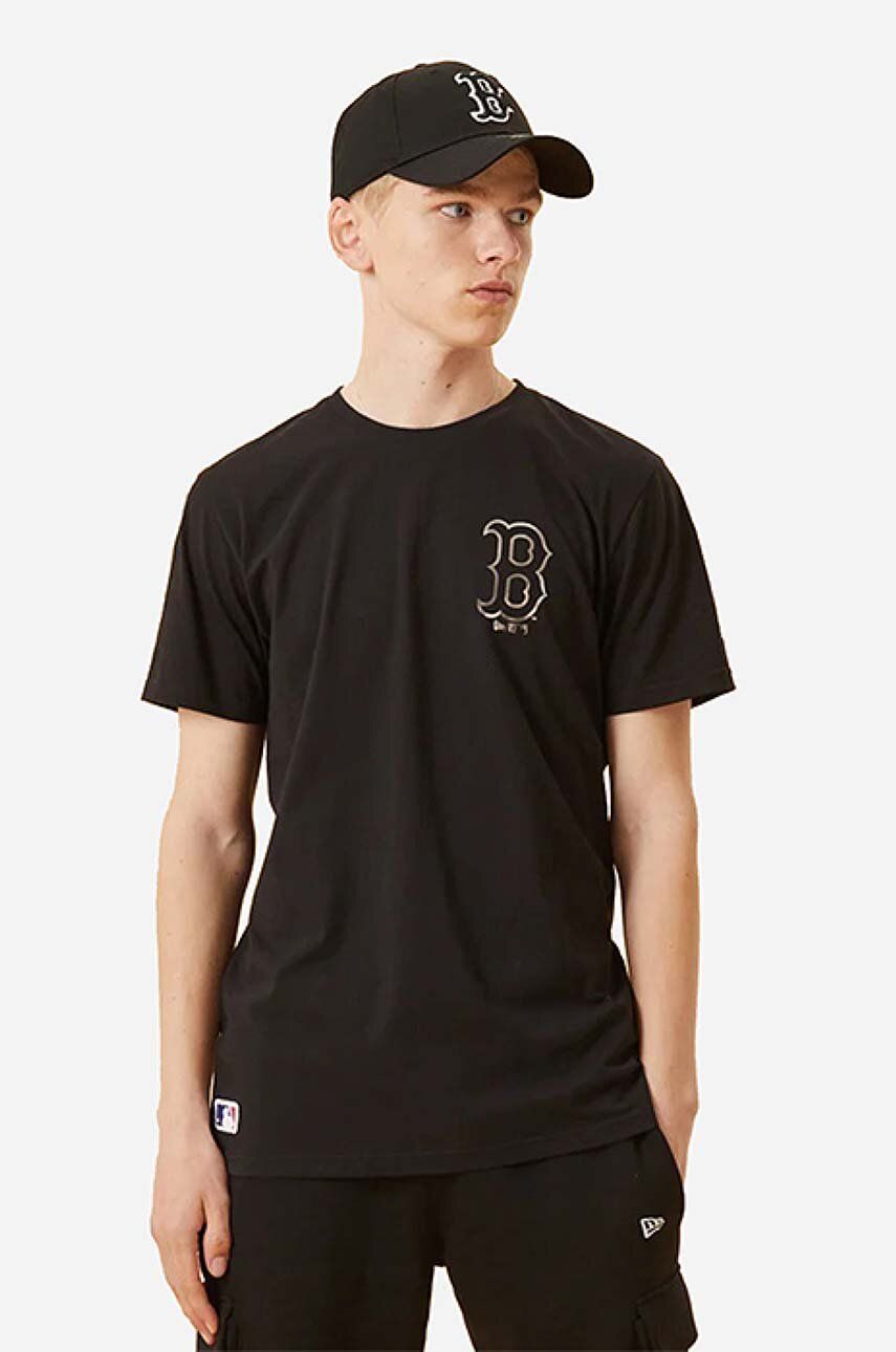 New Era tricou din bumbac Boston Red Sox Metallic Print culoarea negru, cu imprimeu 12893117-black