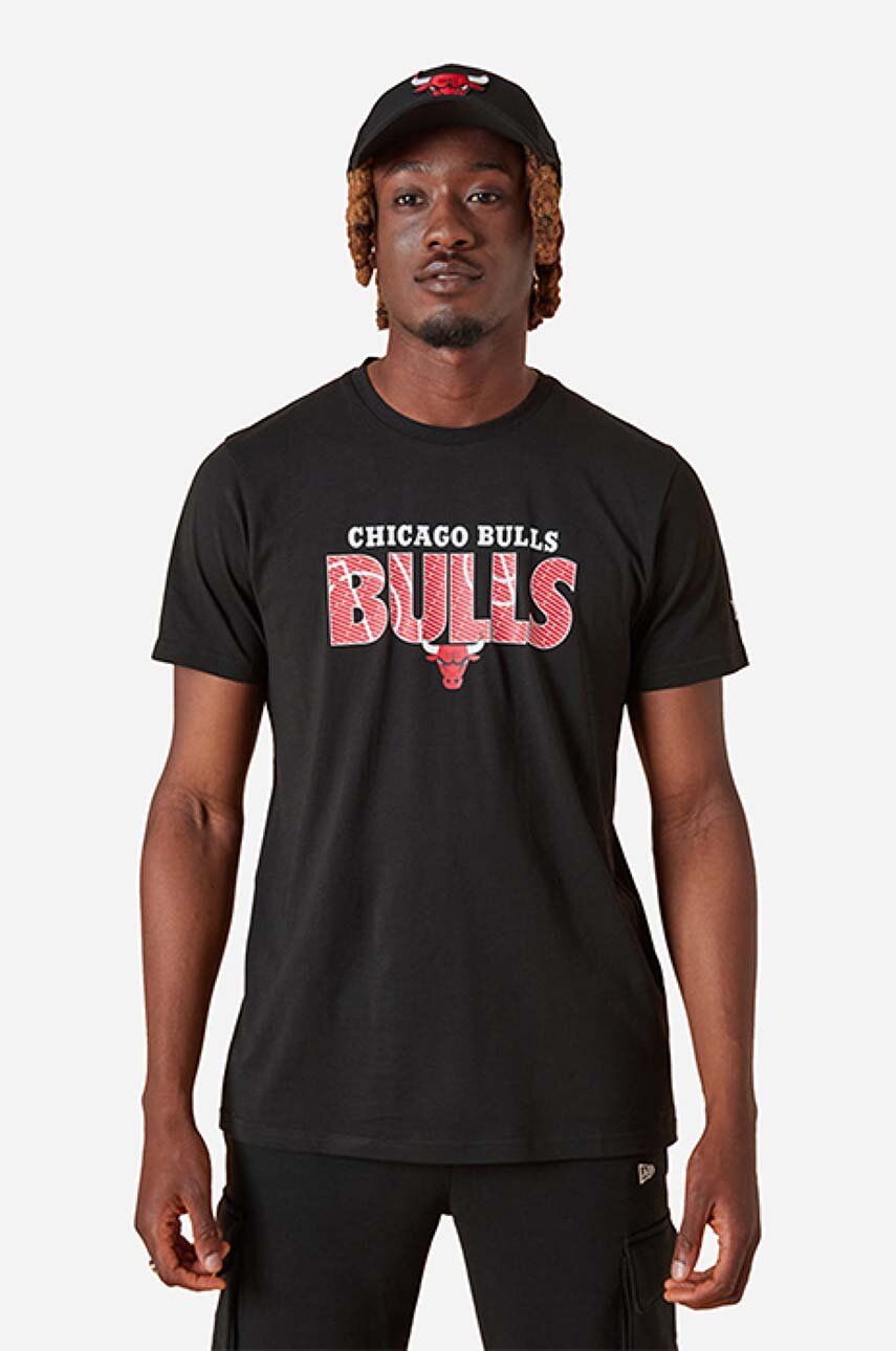 New Era tricou din bumbac NBA Infill Tee Bulls culoarea negru, cu imprimeu 13083891-black