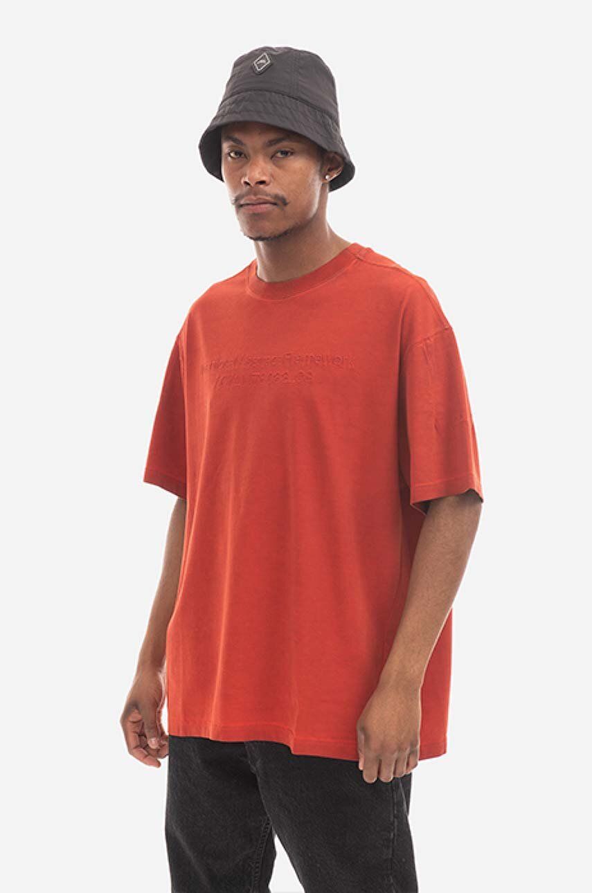 A-COLD-WALL* tricou din bumbac Overdye culoarea roșu, cu imprimeu ACWMTS088.-WINE
