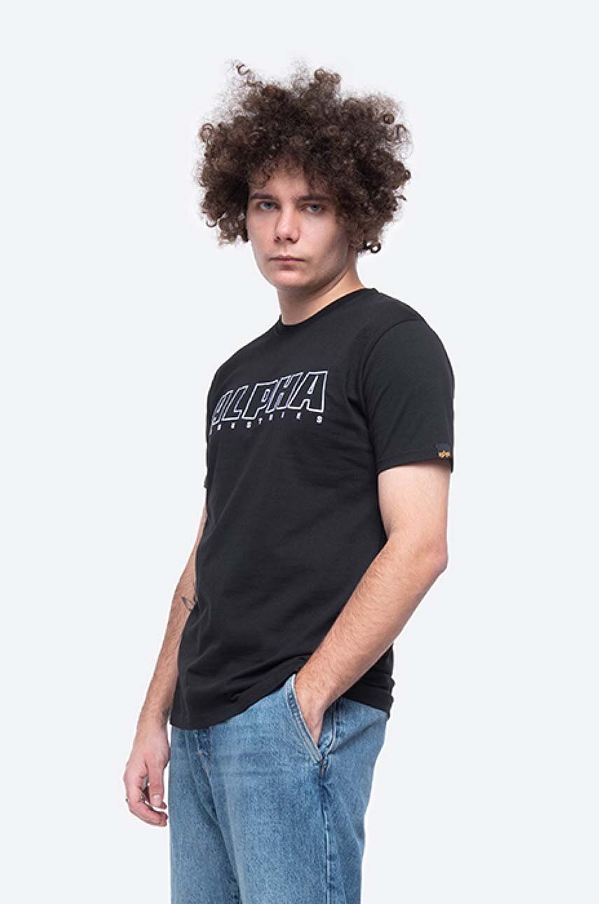 Levně Bavlněné tričko Alpha Industries Embroidery Heavy Tee černá barva, s aplikací, 116573.95-black