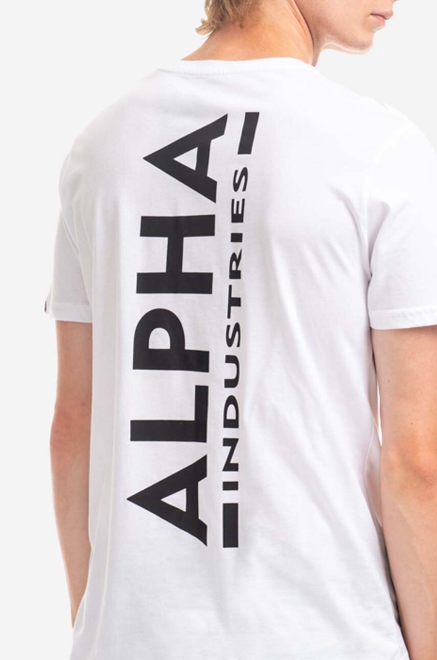 Βαμβακερό μπλουζάκι Alpha Industries Koszulka Alpha Industries Backprint T 128507 09 χρώμα: άσπρο φωτογραφία