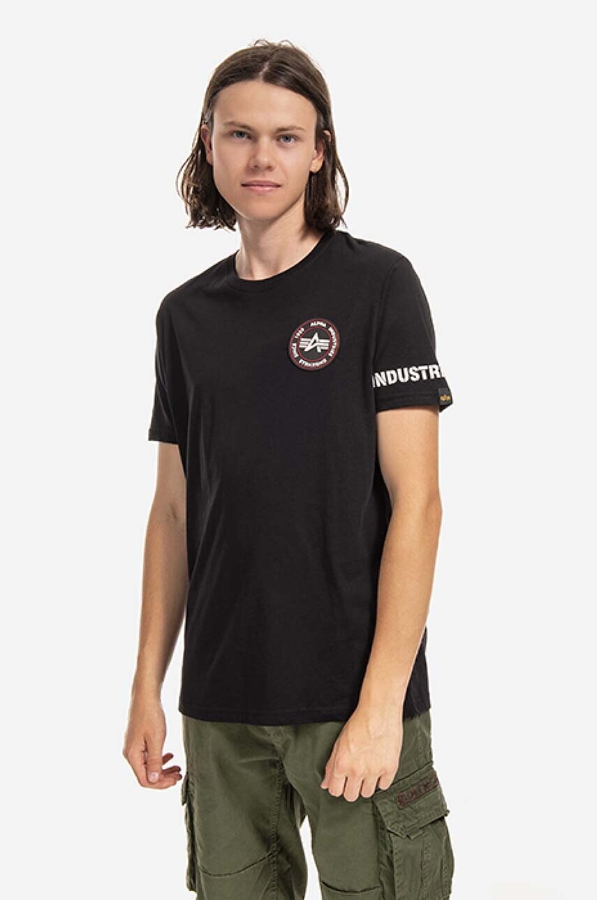 

Бавовняна футболка Alpha Industries колір чорний з принтом 128534.03-black