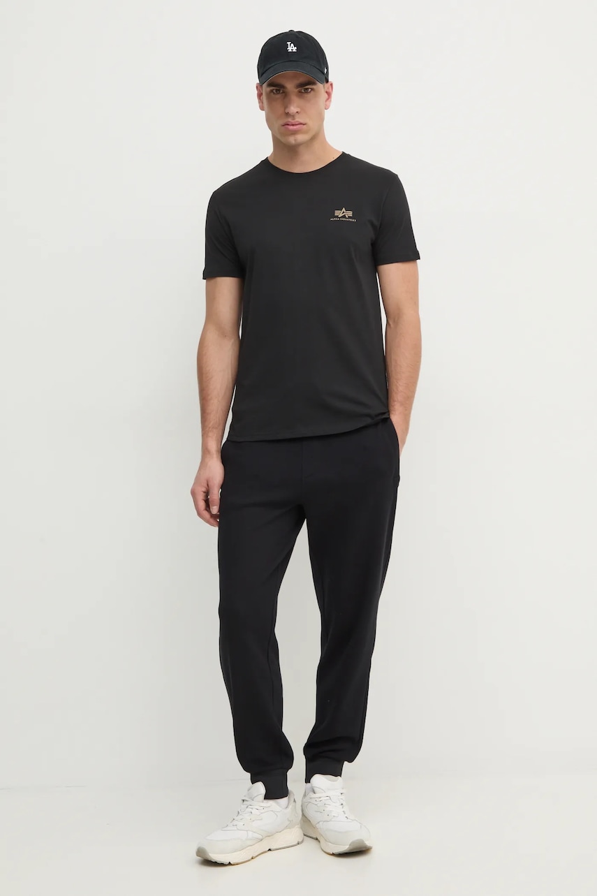 Хлопковая футболка Alpha Industries цвет чёрный с принтом 128507CP.380-black Хлопковая футболка Alpha Industries цвет чёрный с принтом 128507CP.380-black
