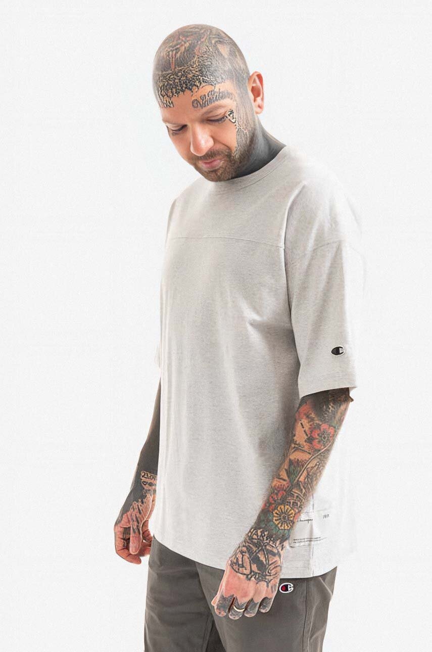 

Хлопковая футболка Champion Crewneck цвет серый однотонная 215994-ES033