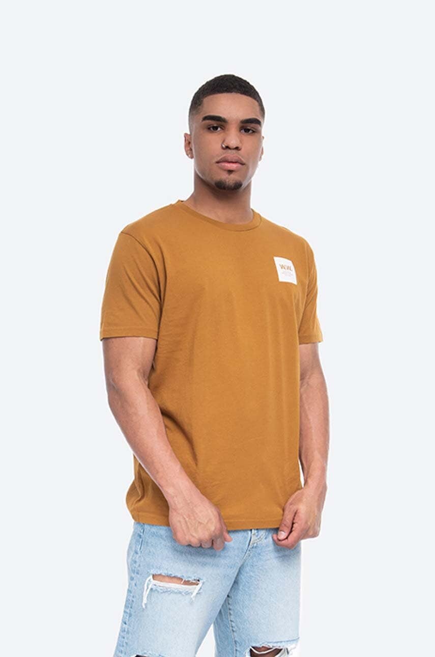Wood wood tricou din bumbac box culoarea galben, cu imprimeu 11935724.2334-brightw