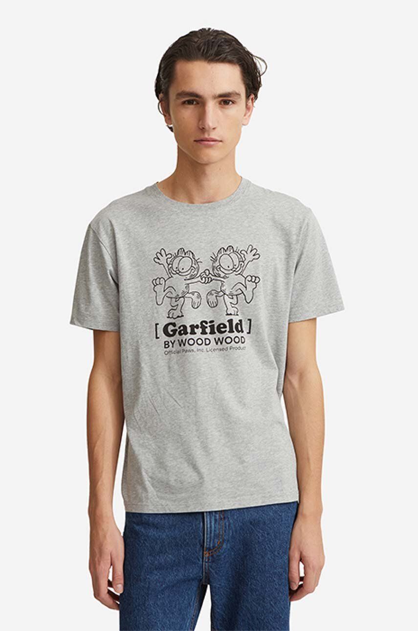 Levně Bavlněné tričko Wood Wood Ace x Garfield šedá barva, s potiskem, 30045701.2222-GREYMEL