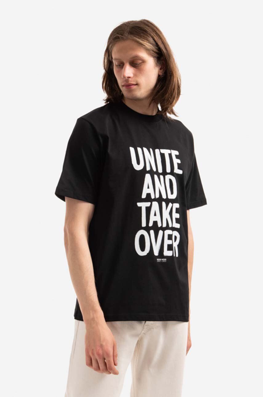 Bavlněné tričko Wood Wood Bobby Shoplifters bílá barva, s potiskem, 50025711.2489-BLACK - bílá - 