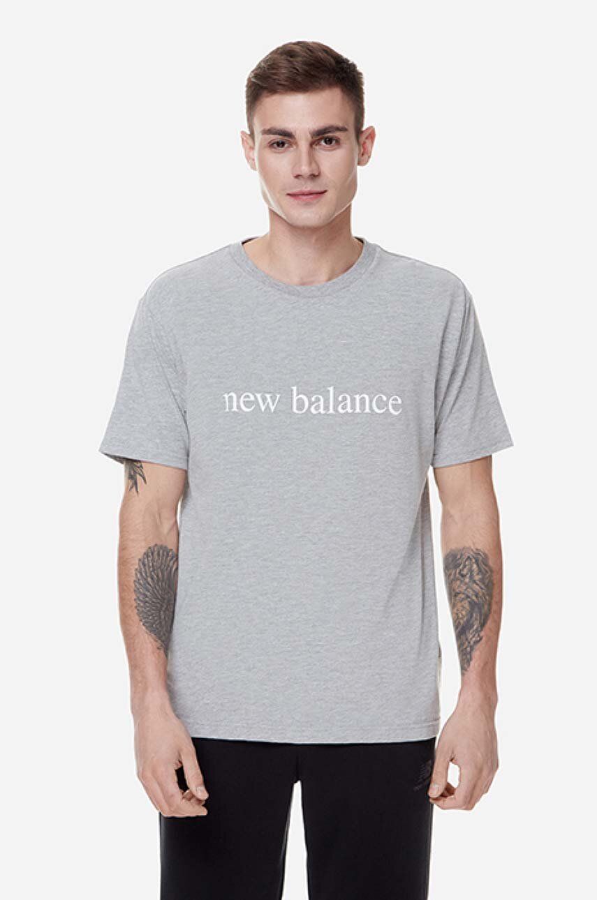 New Balance tricou barbati, culoarea gri, cu imprimeu MT21566AG-6AG
