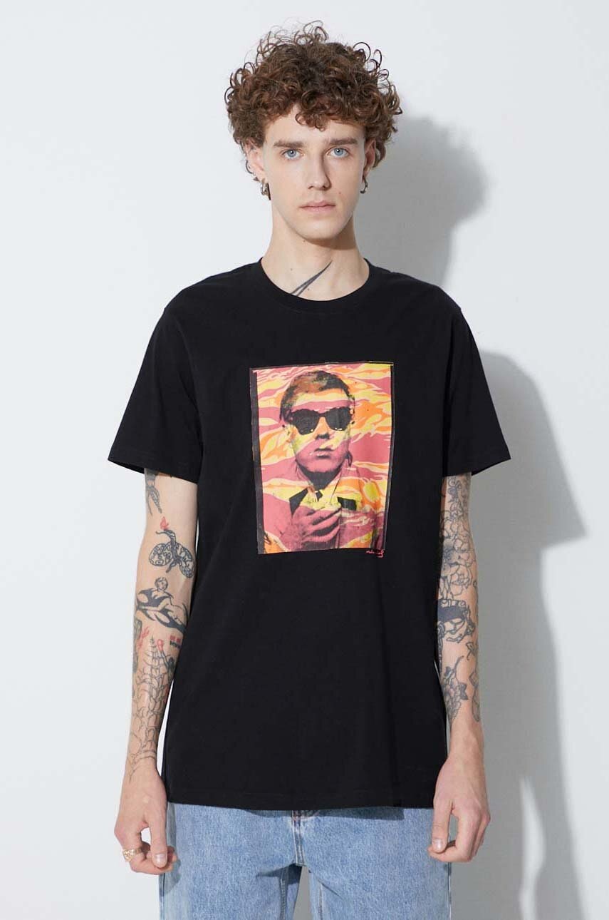 Maharishi tricou din bumbac Warhol Polaroid Portrait T-Shirt OCJ culoarea negru, cu imprimeu 9711.BLACK-BLACK Maharishi tricou din bumbac Warhol Polaroid Portrait T-Shirt OCJ culoarea negru, cu imprimeu 9711.BLACK-BLACK
