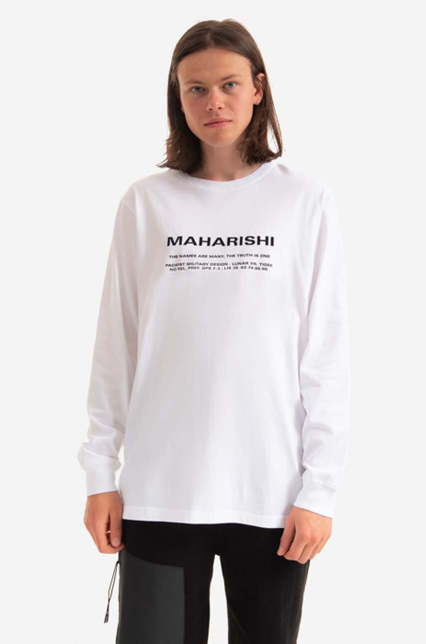 Maharishi longsleeve din bumbac Miltype Embroidered L/S T-Shirt culoarea alb, cu imprimeu 9754.WHITE-WHITE Maharishi longsleeve din bumbac Miltype Embroidered L/S T-Shirt culoarea alb, cu imprimeu 9754.WHITE-WHITE