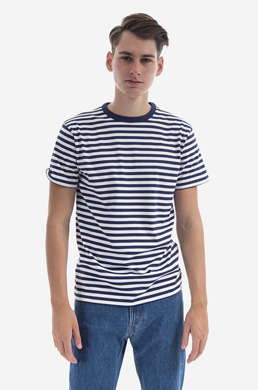 

Памучна тениска Norse Projects Niels Classic Stripe в бяло с десен, Бял