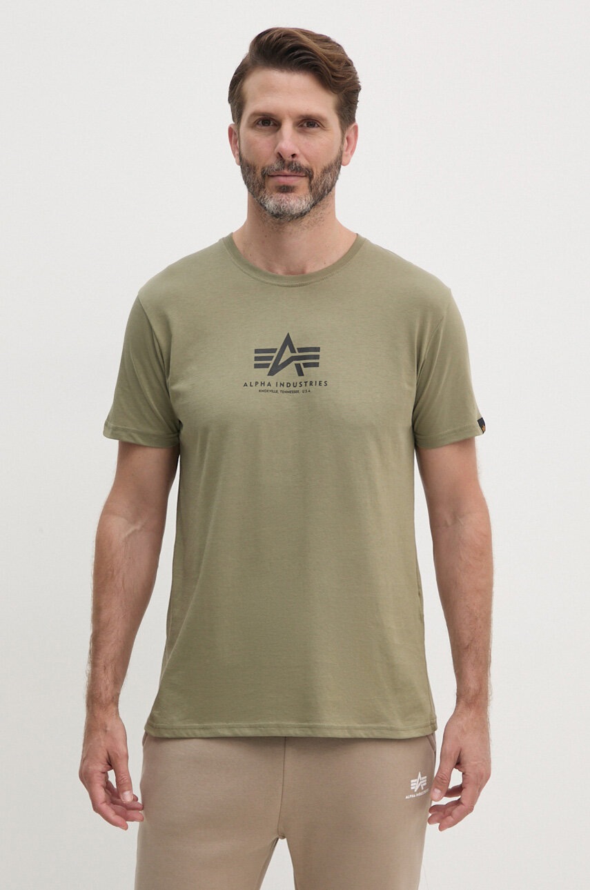 

Бавовняна футболка Alpha Industries колір зелений візерунок 118533.11-green