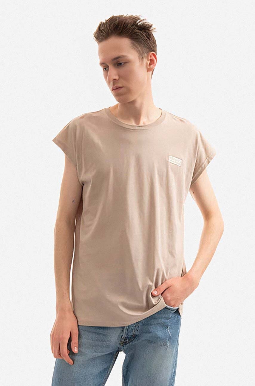 E-shop Bavlněné tričko Alpha Industries béžová barva, 118530.627-cream