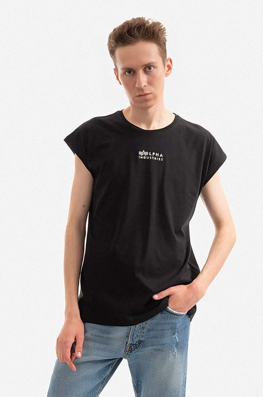 Bavlněné tričko Alpha Industries černá barva, 118531.649-black - černá -  100 % Bavlna