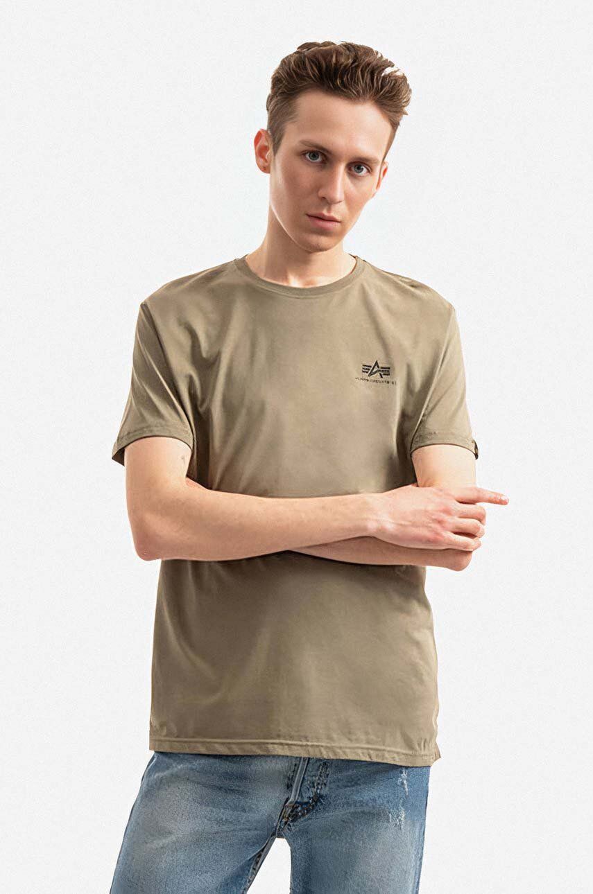 Bavlněné tričko Alpha Industries Backprint zelená barva, s potiskem, 128507.154-green - zelená - 