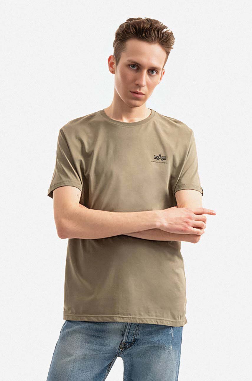 Levně Bavlněné tričko Alpha Industries Backprint zelená barva, s potiskem, 128507.154-green