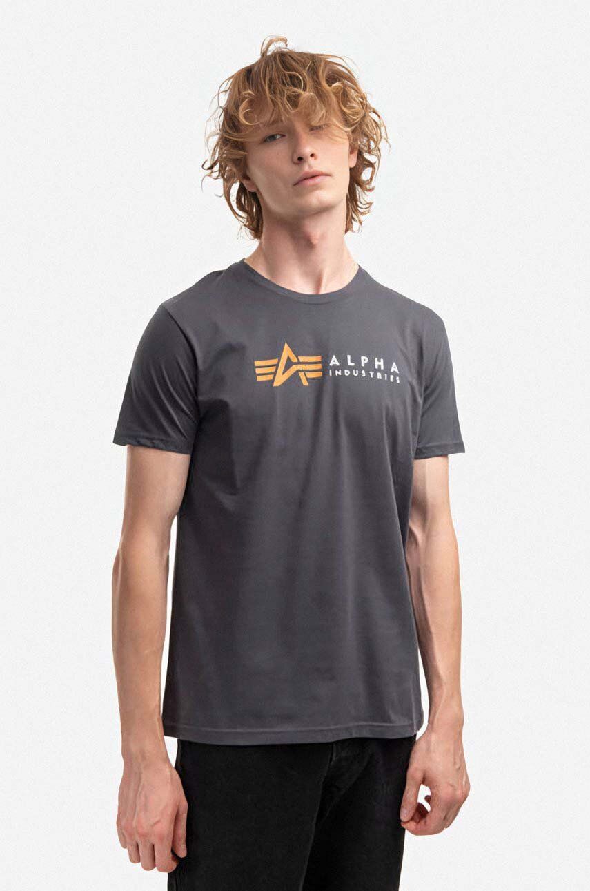 Alpha Industries tricou din bumbac culoarea gri, cu imprimeu 118502.136-grey